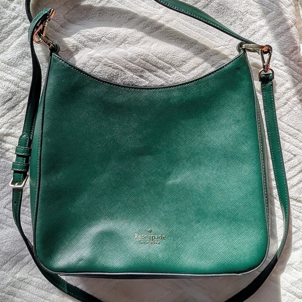 Kate Spade Green Leather Shoulder Bag & Matching Wallet